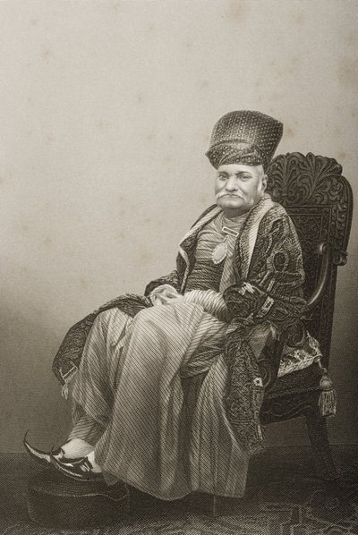 Sir Jamsetjee Jeejeebhoy (1783-1859), graviert von D.J. Pound nach einem Foto, aus 